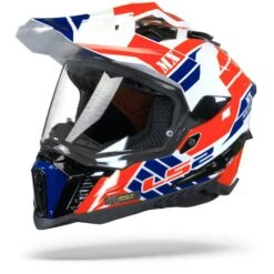 LS2 MX701 Explorer Atlantis Glans Wit Rood Blauw Adventure Helm -Motorfietsuitrustings Winkel Ls2 mx701 explorer atlantis white blue red.06