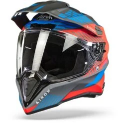 Airoh Commander Boost Rood Mat Blauw Adventure Helm -Motorfietsuitrustings Winkel airoh commander boost red blue matt v2 frontpage