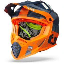 LS2 MX437 Fast Evo Xcode Mat Fl. Oranje Blauw Crosshelm -Motorfietsuitrustings Winkel ls2 mx437 fast evo xcode matt fl orange blue frontpage