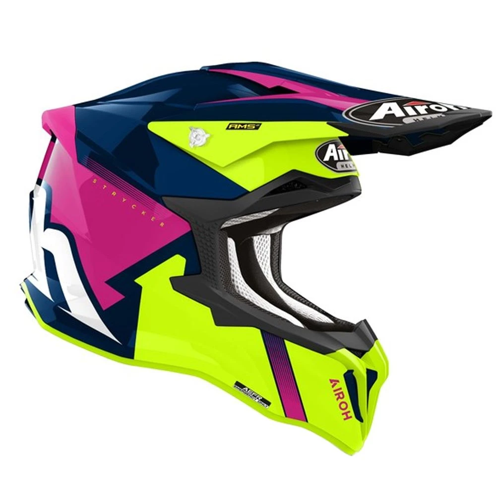 Airoh Strycker Blazer Blauw Roze Offroad Helm 2 Airoh Strycker Blazer Blauw Roze Offroad Helm - Afbeelding 2