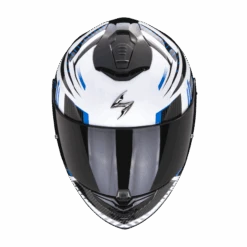 Scorpion Exo-1400 Evo Air Shell Wit-Blauw Integraalhelm 7 Scorpion Exo-1400 Evo Air Shell Wit-Blauw Integraalhelm -Motorfietsuitrustings Winkel scorpion exo 1400 evo air shell white blue 1