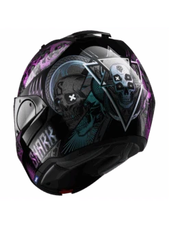 Shark Evo ES K-Rozen Zwart Violet Glitter KVX Systeemhelm -Motorfietsuitrustings Winkel shark evo es k rozen black violet glitter kvx02